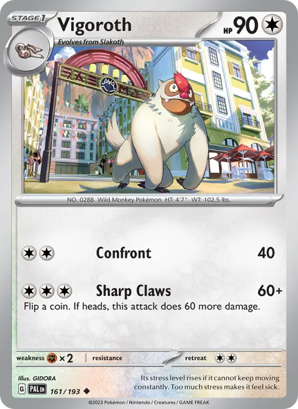 Vigoroth Uncommon Pokemon card #161 from Paldea Evolved