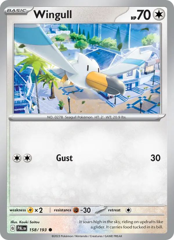 Wingull Common Pokemon card #158 from Paldea Evolved