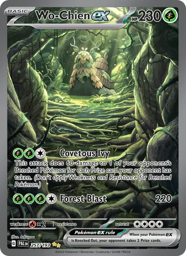 Wo-Chien ex Special illustration rare Pokemon card #257 from Paldea Evolved