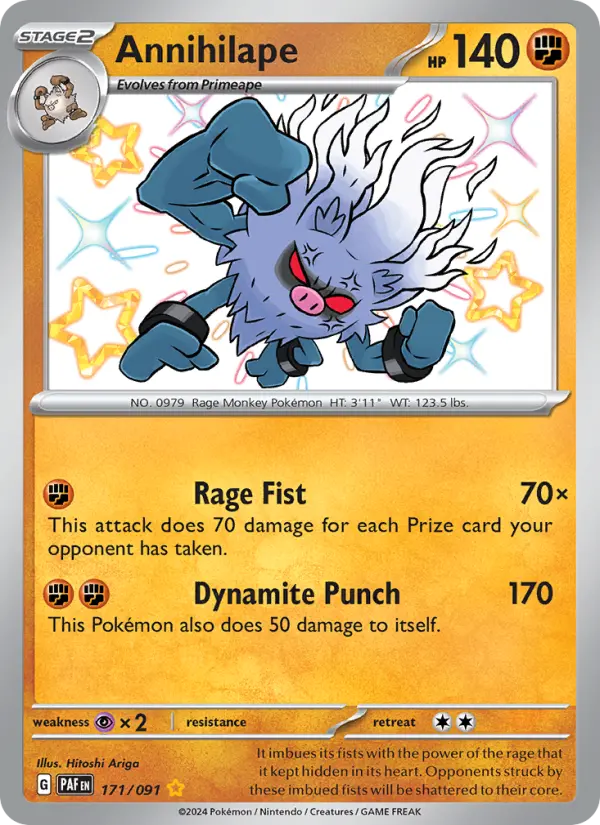 Annihilape Shiny rare Pokemon card #171 from Paldean Fates