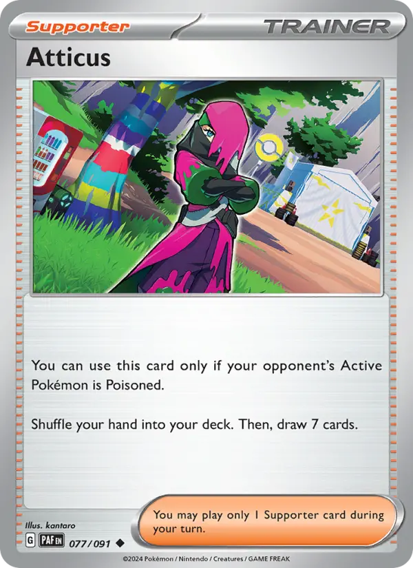 Atticus Uncommon Pokemon card #077 from Paldean Fates
