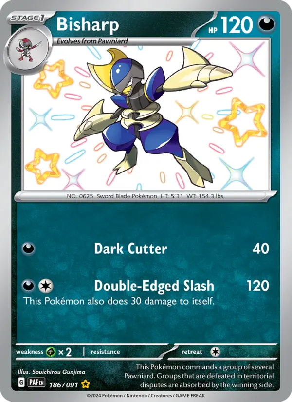 Bisharp Shiny rare Pokemon card #186 from Paldean Fates