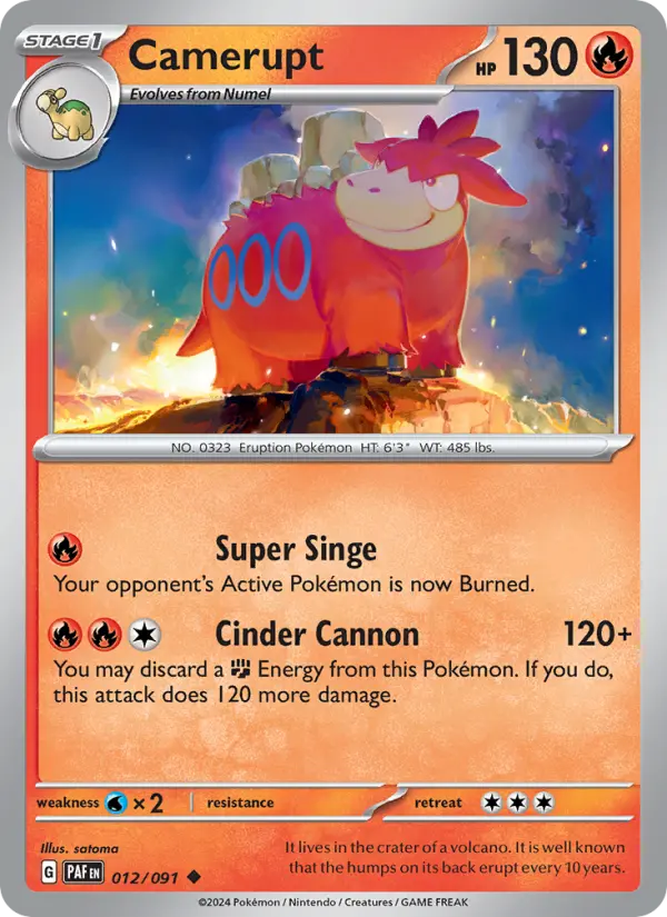 Camerupt Uncommon Pokemon card #012 from Paldean Fates
