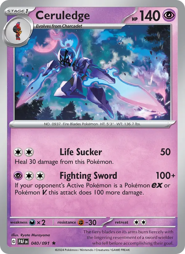 Ceruledge Rare Pokemon card #040 from Paldean Fates