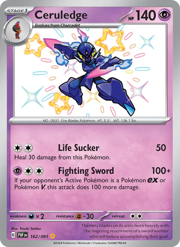 Ceruledge Shiny rare Pokemon card #162 from Paldean Fates