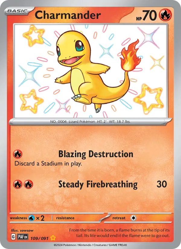 Charmander Shiny rare Pokemon card #109 from Paldean Fates