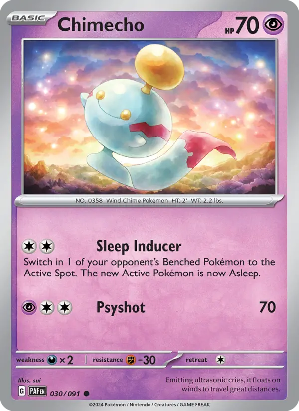 Chimecho Common Pokemon card #030 from Paldean Fates