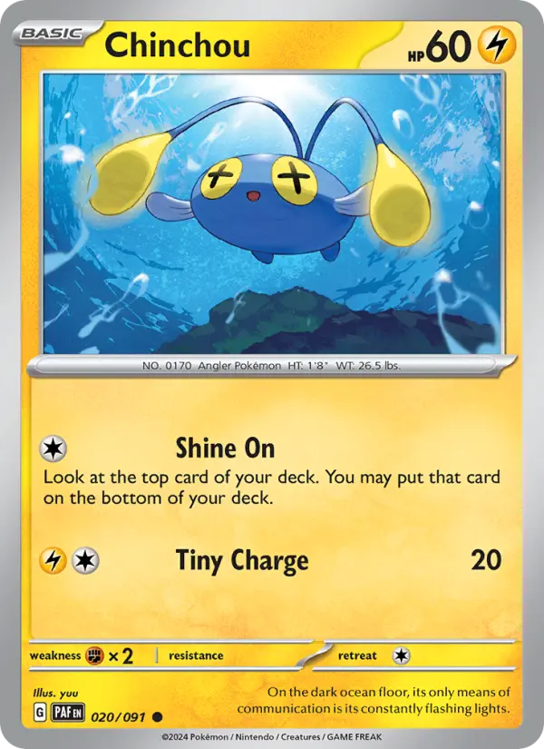 Chinchou Common Pokemon card #020 from Paldean Fates