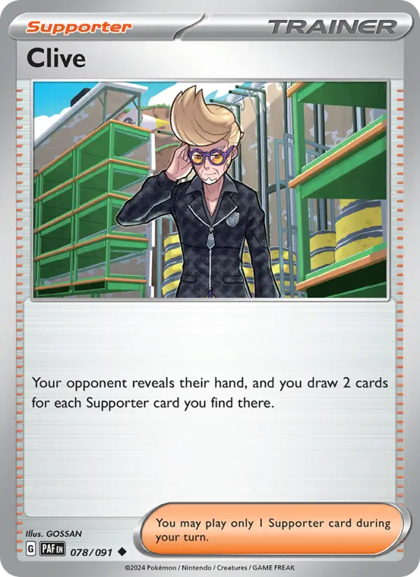 Clive Uncommon Pokemon card #078 from Paldean Fates