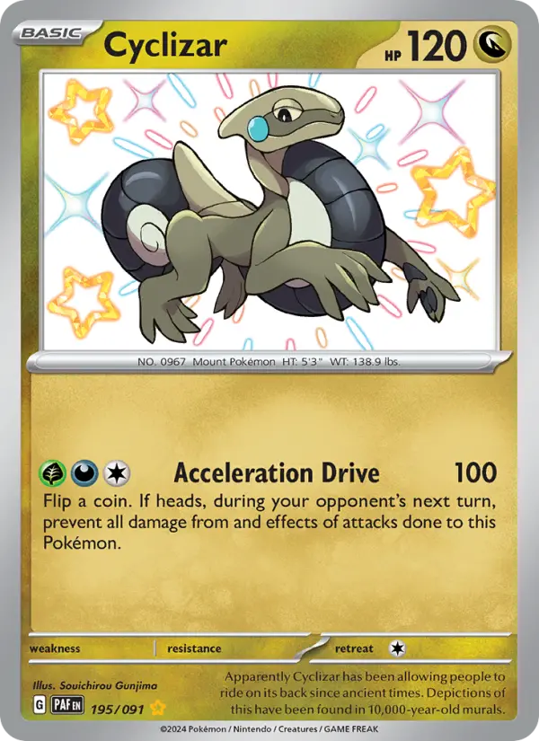 Cyclizar Shiny rare Pokemon card #195 from Paldean Fates