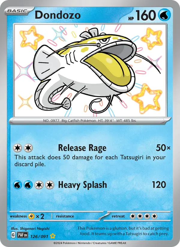 Dondozo Shiny rare Pokemon card #126 from Paldean Fates