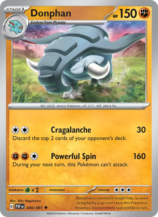 Donphan Uncommon Pokemon card #049 from Paldean Fates