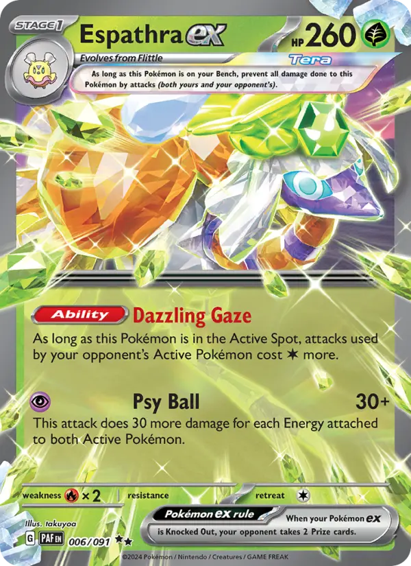 Espathra ex Double rare Pokemon card #006 from Paldean Fates