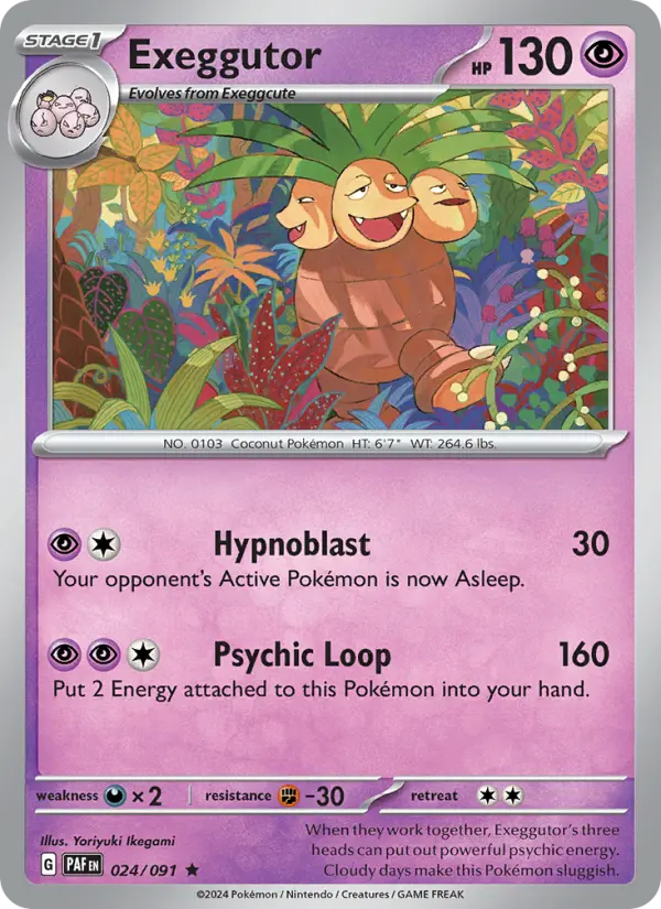 Exeggutor Rare Pokemon card #024 from Paldean Fates