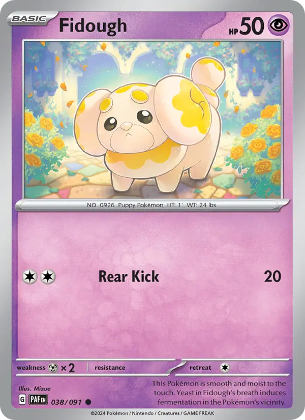Fidough Common Pokemon card #038 from Paldean Fates