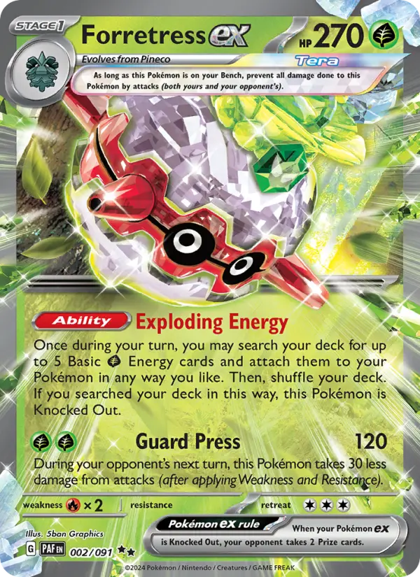 Forretress ex Double rare Pokemon card #002 from Paldean Fates