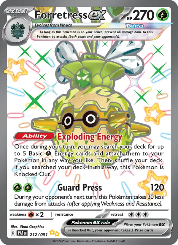 Forretress ex Shiny Ultra Rare Pokemon card #212 from Paldean Fates