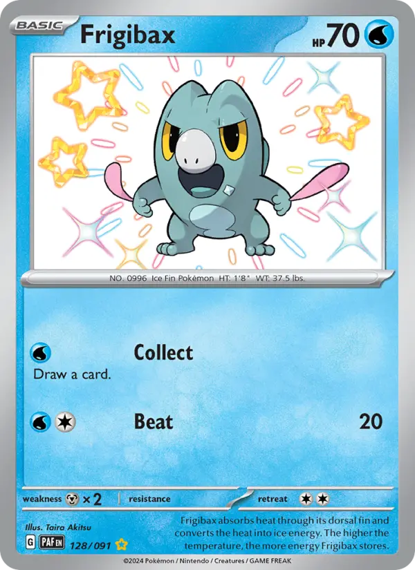 Frigibax Shiny rare Pokemon card #128 from Paldean Fates