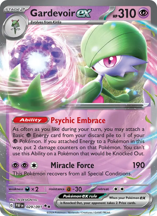 Gardevoir ex Double rare Pokemon card #029 from Paldean Fates