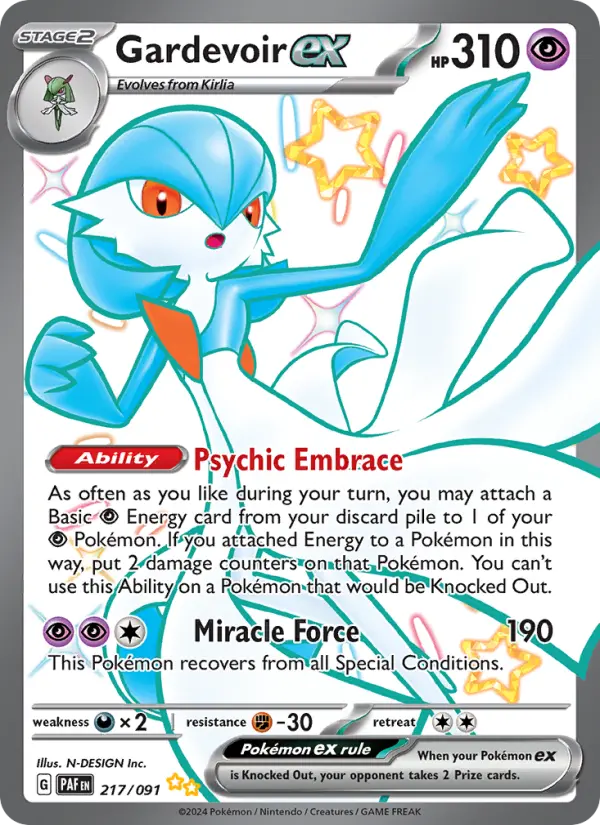 Gardevoir ex Shiny Ultra Rare Pokemon card #217 from Paldean Fates
