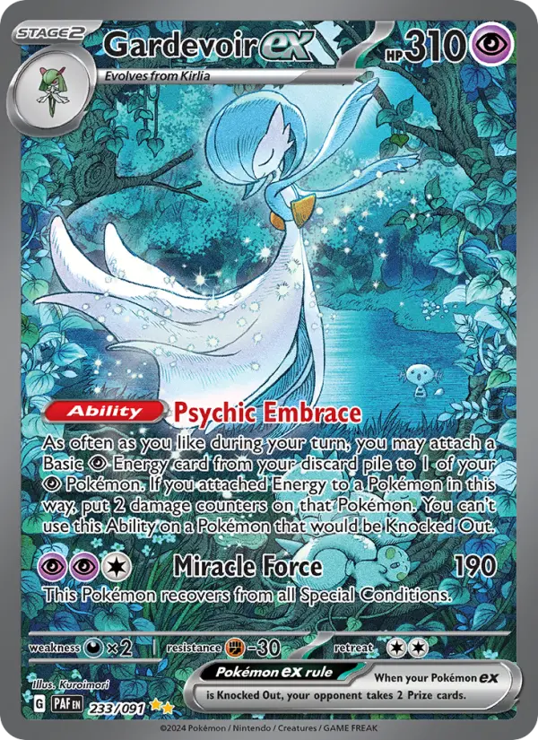 Gardevoir ex Special illustration rare Pokemon card #233 from Paldean Fates