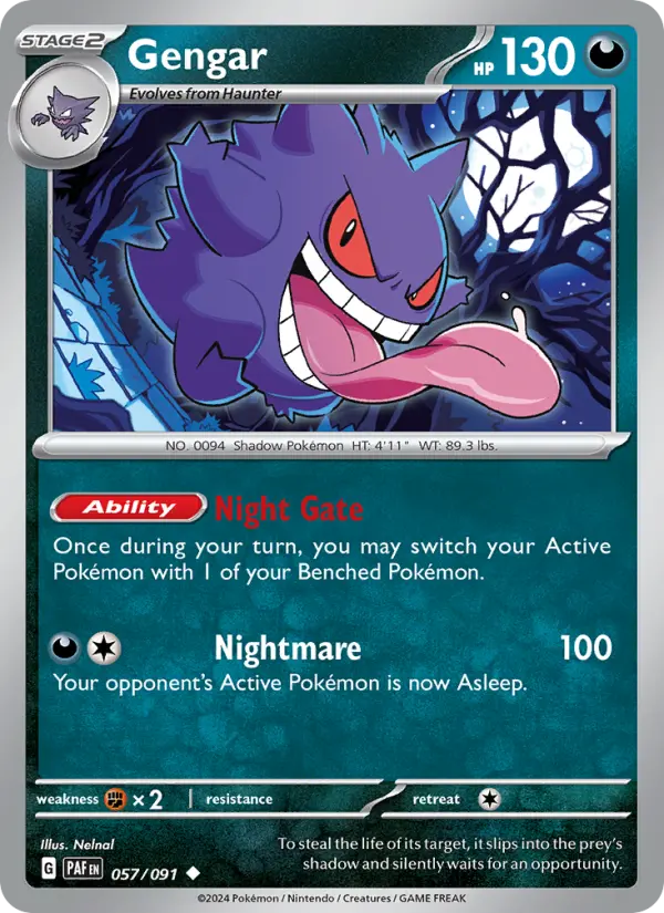 Gengar Uncommon Pokemon card #057 from Paldean Fates