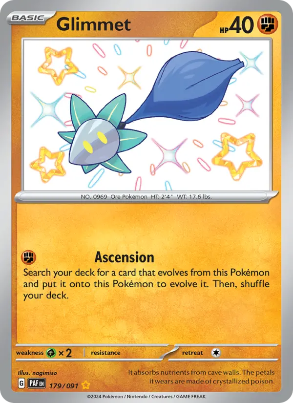 Glimmet Shiny rare Pokemon card #179 from Paldean Fates
