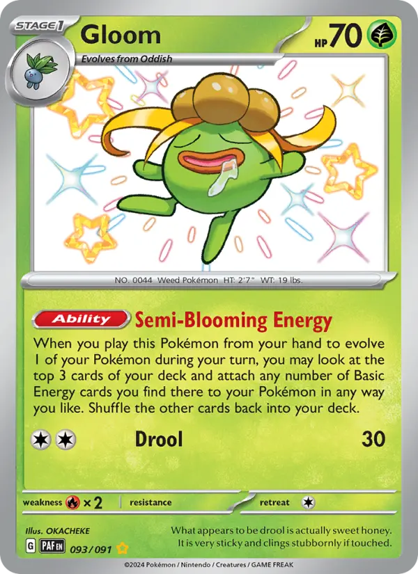 Gloom Shiny rare Pokemon card #093 from Paldean Fates