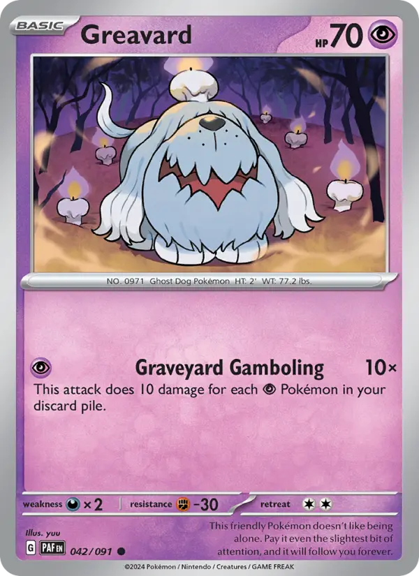 Greavard Common Pokemon card #042 from Paldean Fates