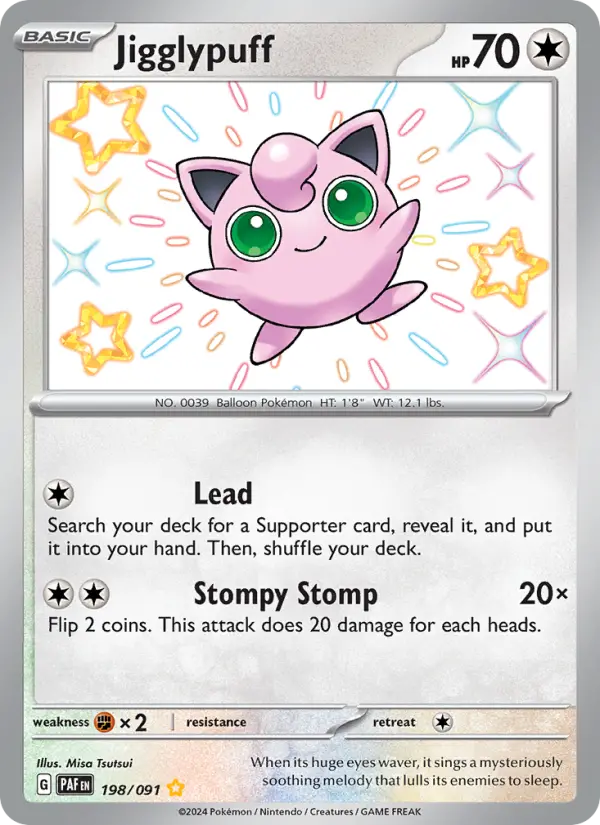 Jigglypuff Shiny rare Pokemon card #198 from Paldean Fates