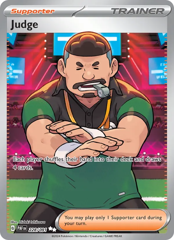 Judge Ultra Rare Pokemon card #228 from Paldean Fates