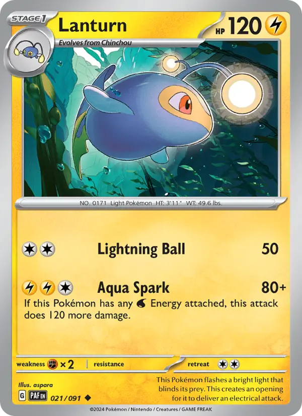 Lanturn Uncommon Pokemon card #021 from Paldean Fates