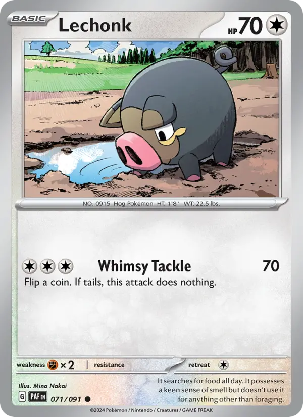 Lechonk Common Pokemon card #071 from Paldean Fates