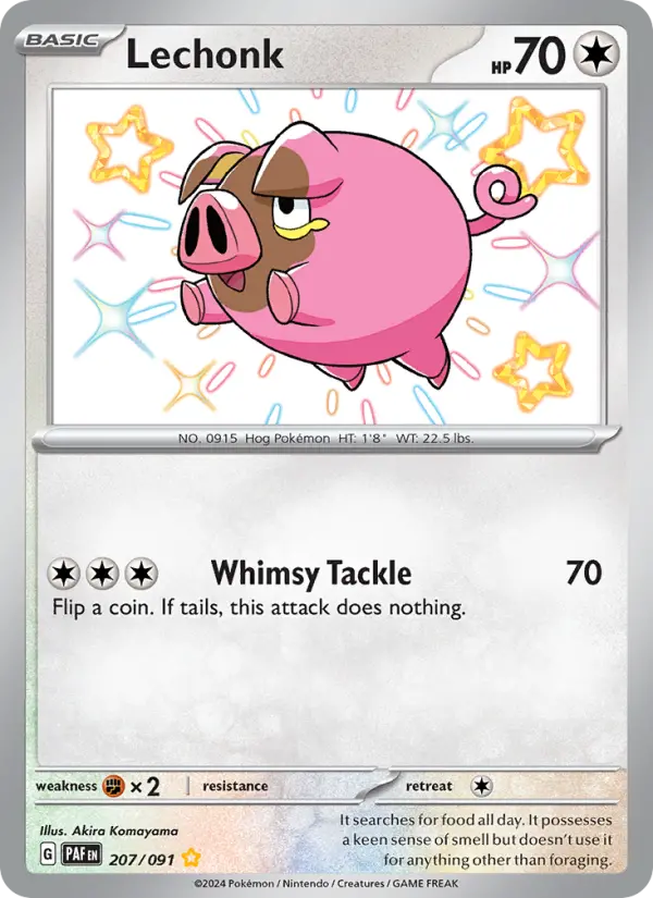 Lechonk Shiny rare Pokemon card #207 from Paldean Fates