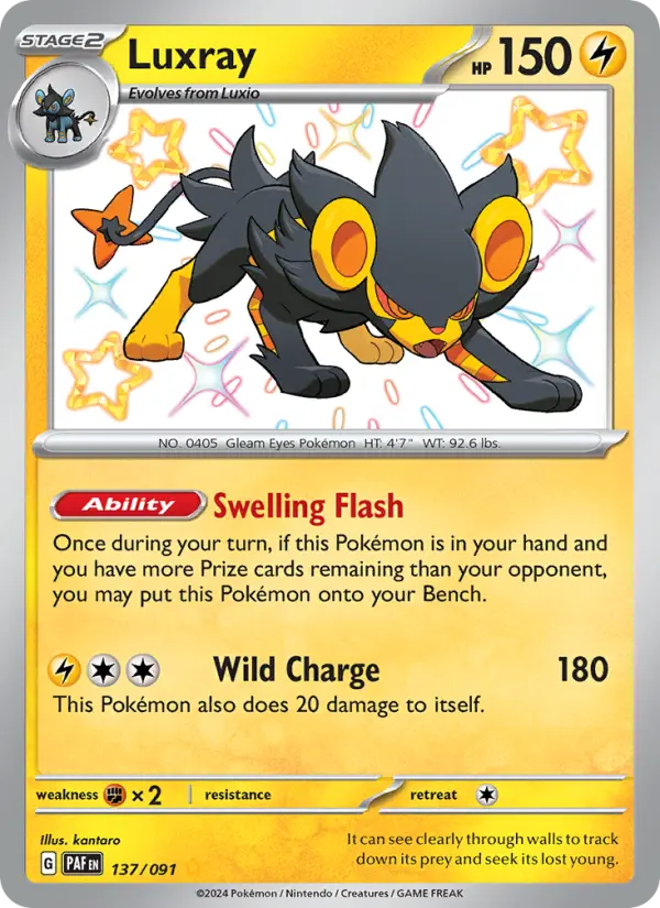 Luxray Shiny rare Pokemon card #137 from Paldean Fates