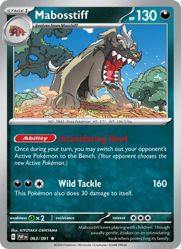 Mabosstiff Rare Pokemon card #063 from Paldean Fates