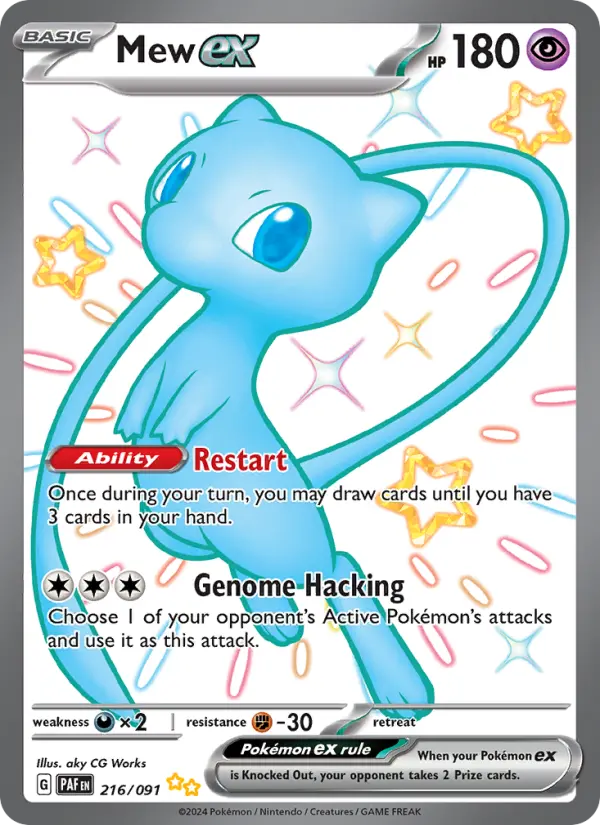 Mew ex Shiny Ultra Rare Pokemon card #216 from Paldean Fates