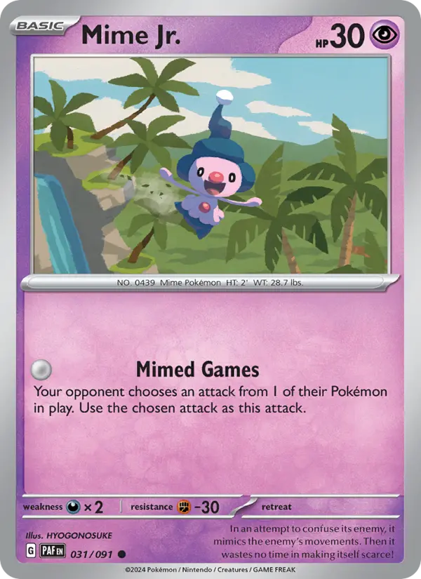 Mime Jr. Common Pokemon card #031 from Paldean Fates