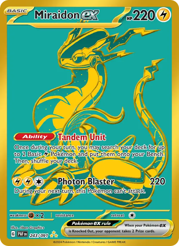 Miraidon ex Hyper rare Pokemon card #243 from Paldean Fates