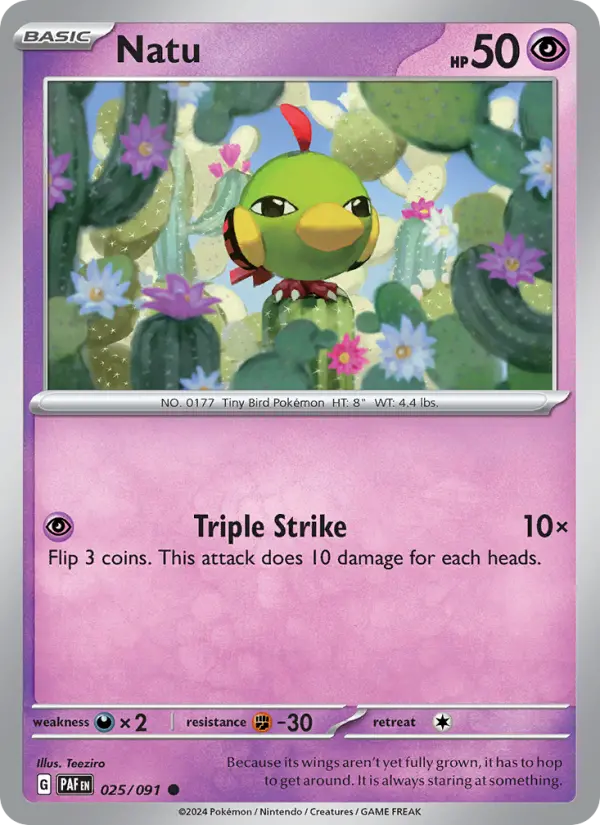 Natu Common Pokemon card #025 from Paldean Fates