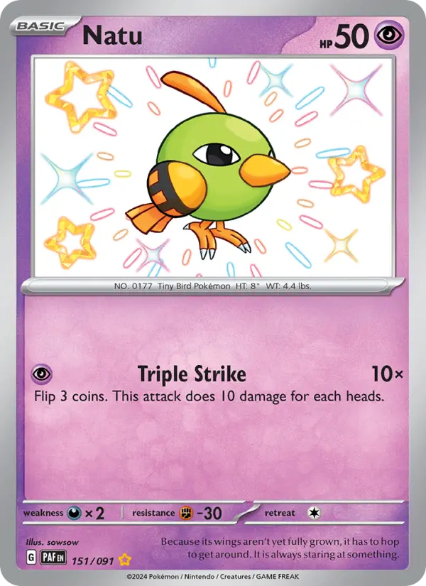 Natu Shiny rare Pokemon card #151 from Paldean Fates