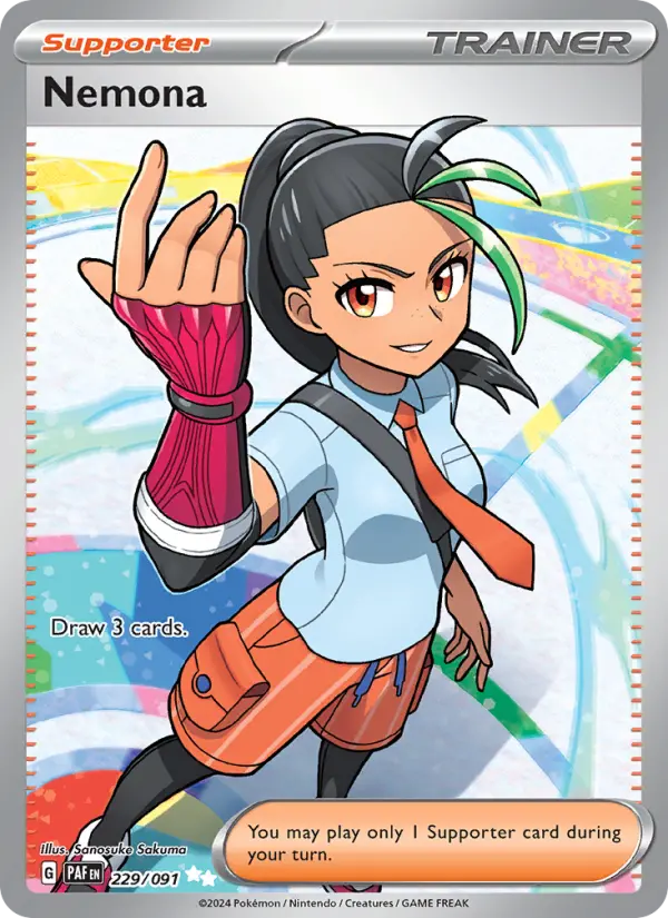 Nemona Ultra Rare Pokemon card #229 from Paldean Fates