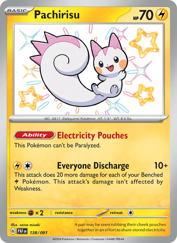 Pachirisu Shiny rare Pokemon card #138 from Paldean Fates