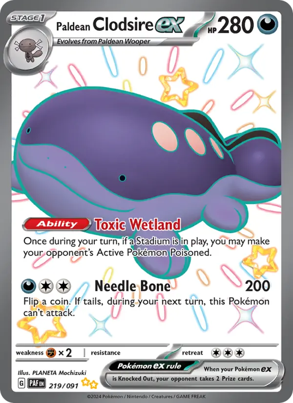 Paldean Clodsire ex Shiny Ultra Rare Pokemon card #219 from Paldean Fates