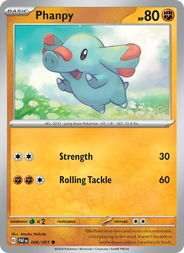 Phanpy Common Pokemon card #048 from Paldean Fates
