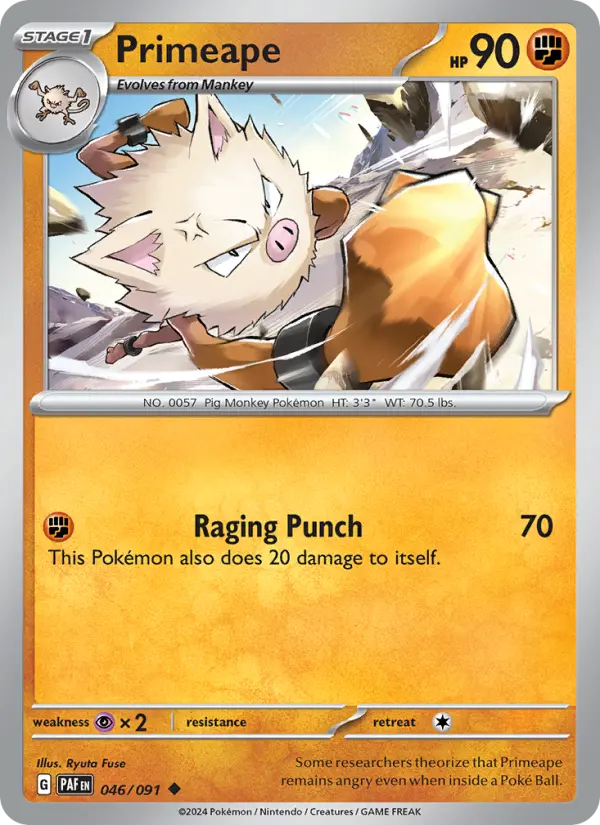 Primeape Uncommon Pokemon card #046 from Paldean Fates