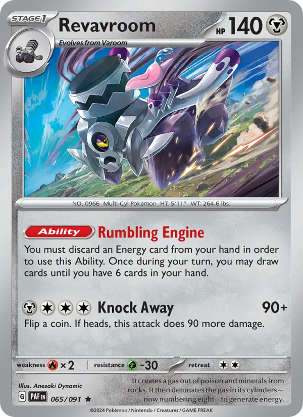 Revavroom Rare Pokemon card #065 from Paldean Fates