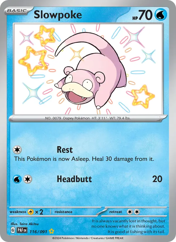 Slowpoke Shiny rare Pokemon card #116 from Paldean Fates