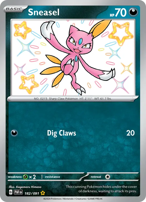 Sneasel Shiny rare Pokemon card #182 from Paldean Fates