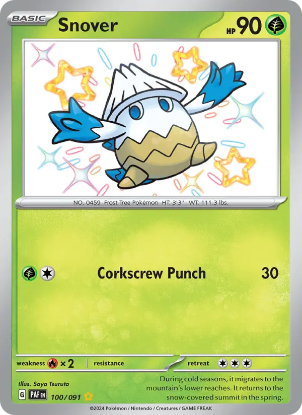 Snover Shiny rare Pokemon card #100 from Paldean Fates